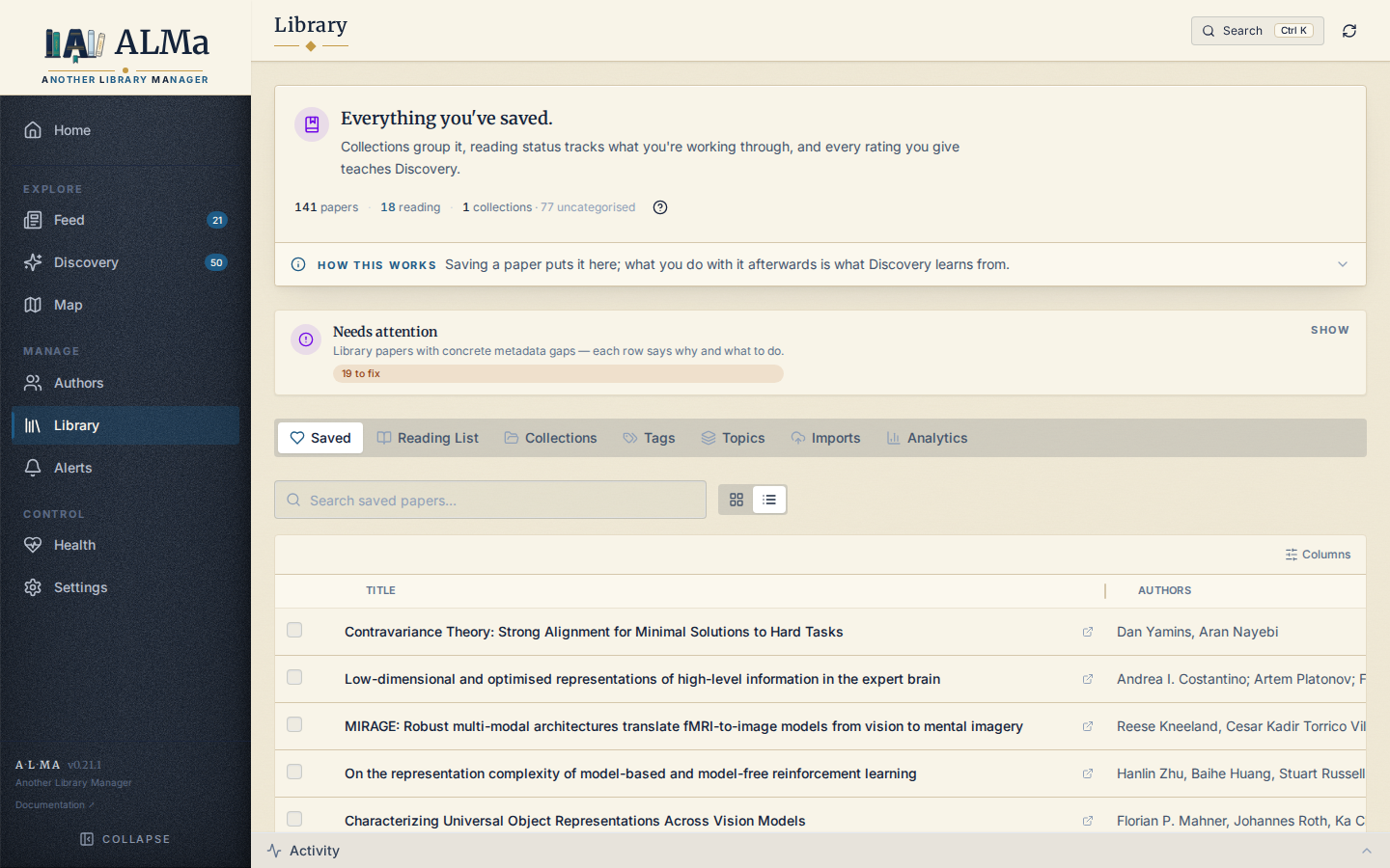 Library on first run, before any saves